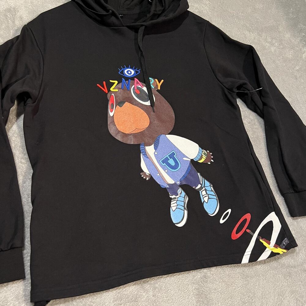 Vznary Hoodie Mens Large Cartoon Bear Graphic Pullover Streetwear Art Unique - Picture 2 of 5